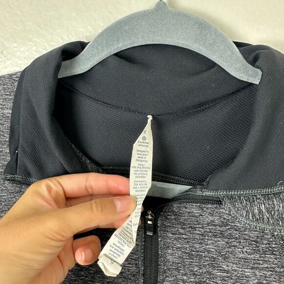 Lululemon Pace Pusher 1/2 Zip Heathered Black / Black 6 Luon Light Athletic - Picture 4 of 11